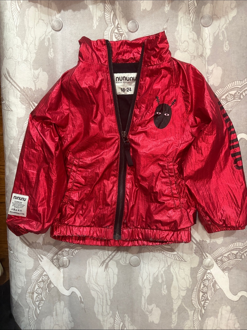 nununu Metallic Red Windbreaker Jacket with Black Detail